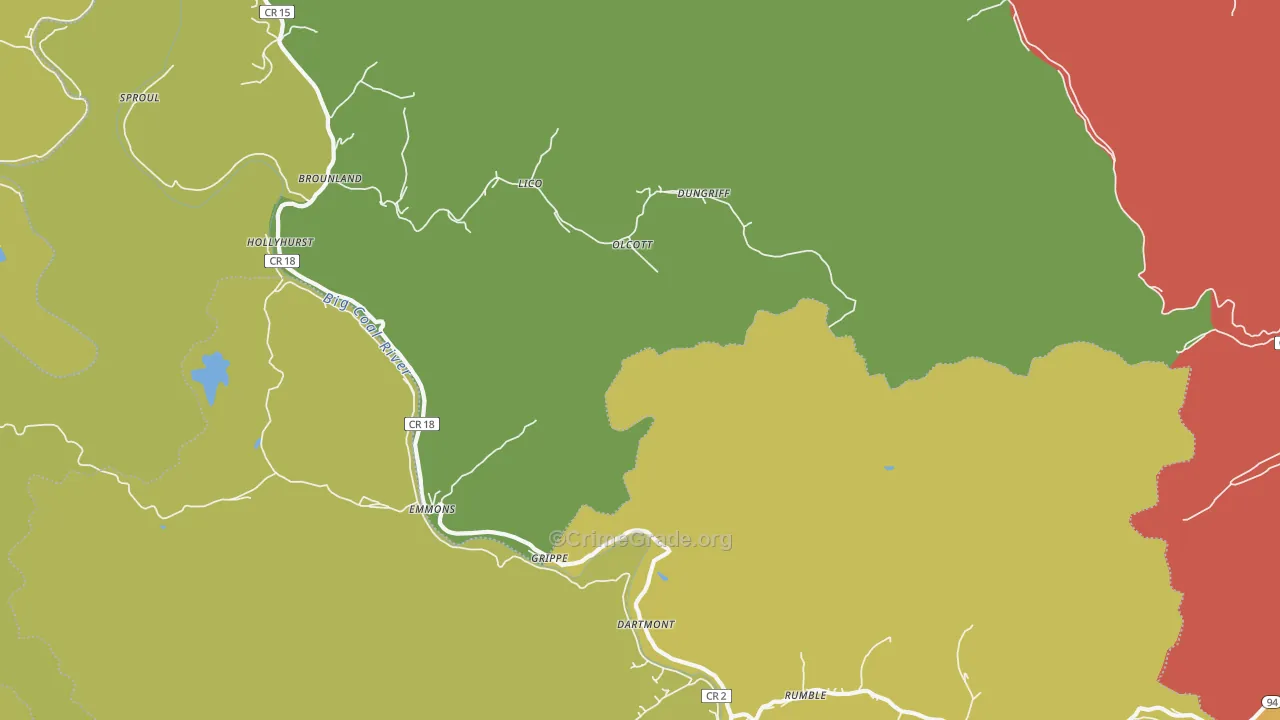 Emmons, WV Map of Burglary Rates