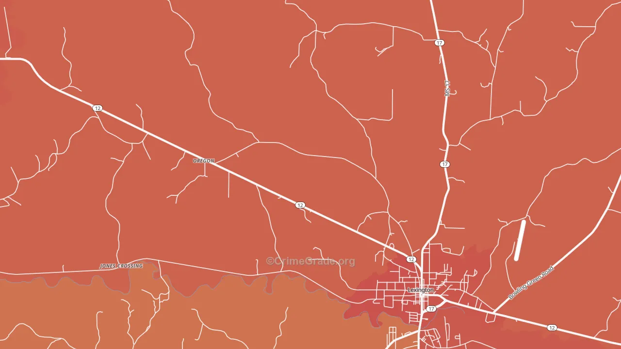 Emory, MS Map of Burglary Rates