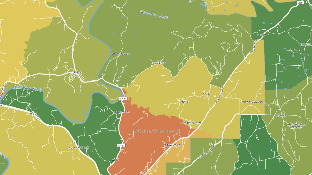 Empire, AL Map of Burglary Rates