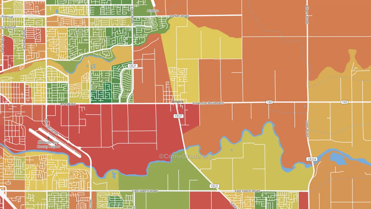 Empire, CA Map of Burglary Rates