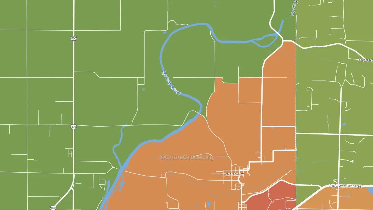 Empire City, KS Map of Burglary Rates