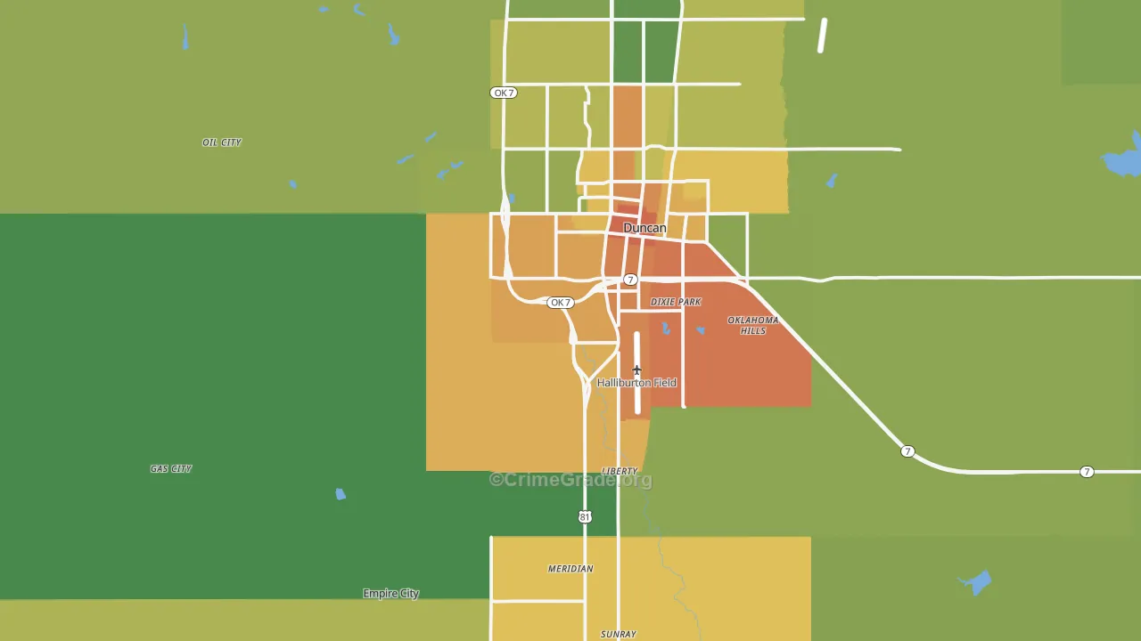 Empire City, OK Map of Burglary Rates