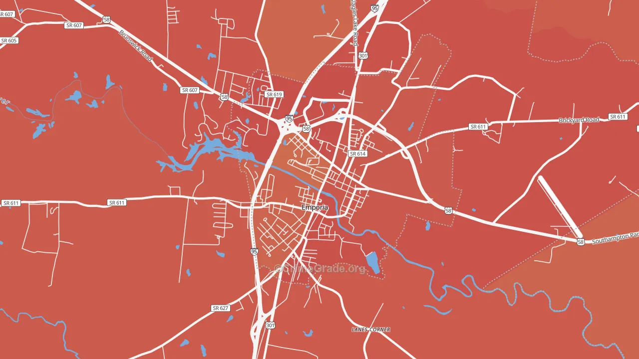 Emporia City, VA Map of Burglary Rates