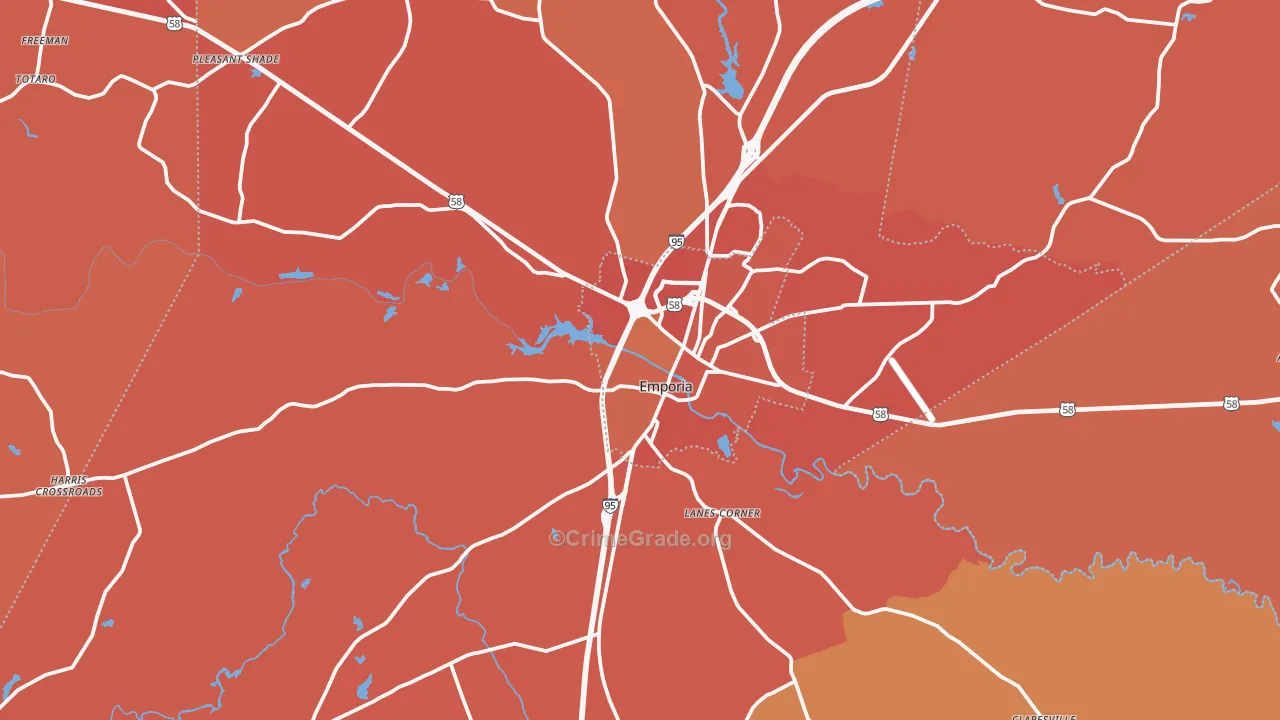 Emporia, VA Map of Burglary Rates