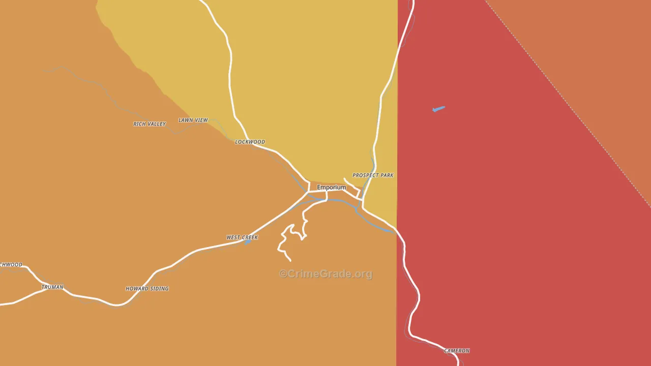 Emporium, PA Map of Burglary Rates