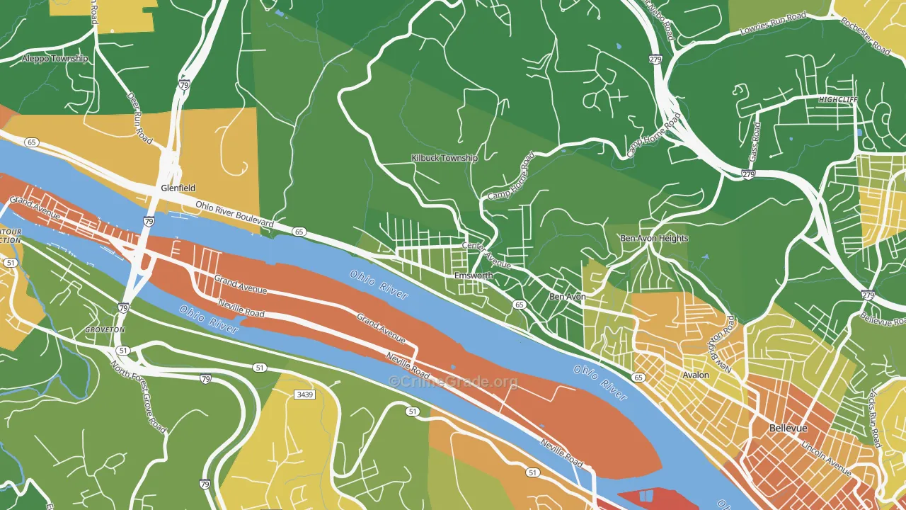Emsworth, PA Map of Burglary Rates