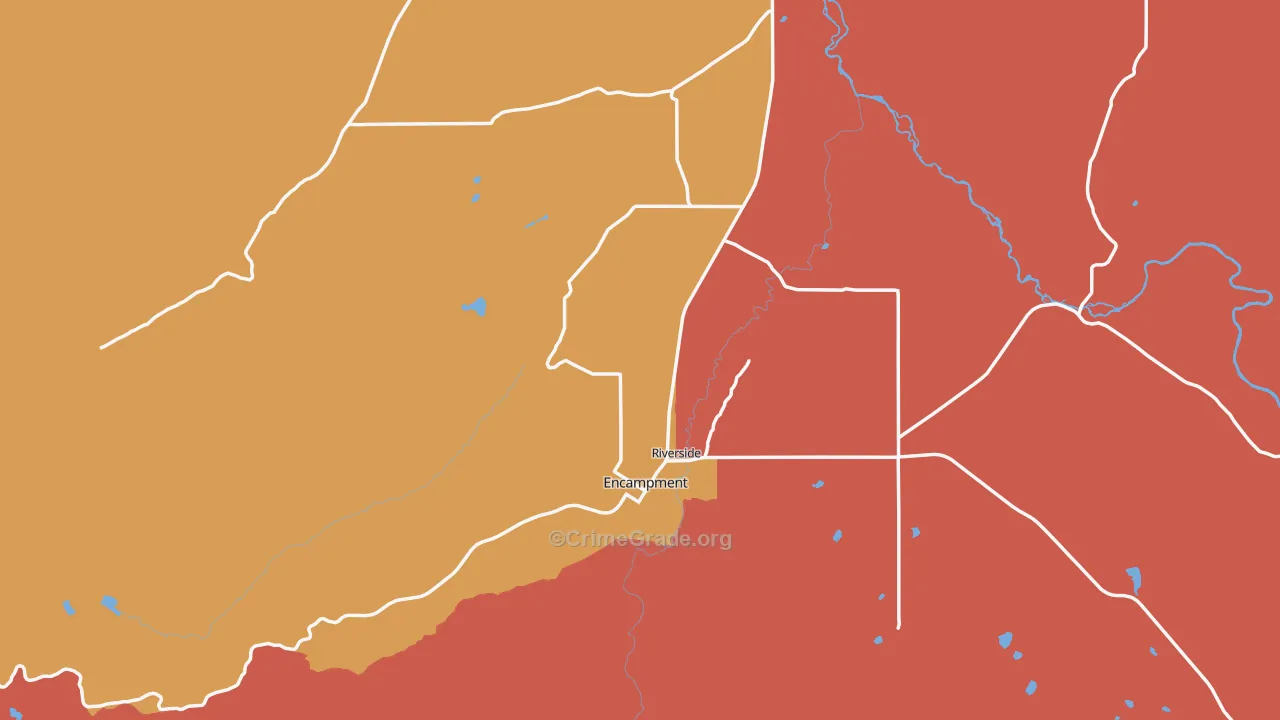 Encampment, WY Map of Burglary Rates