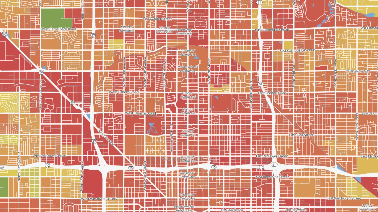 Encanto, Phoenix, AZ Map of Burglary Rates