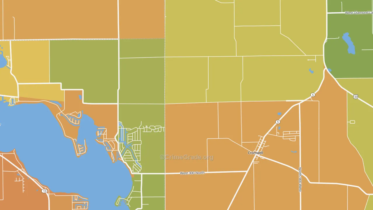 Enchanted Hills, IN Map of Burglary Rates