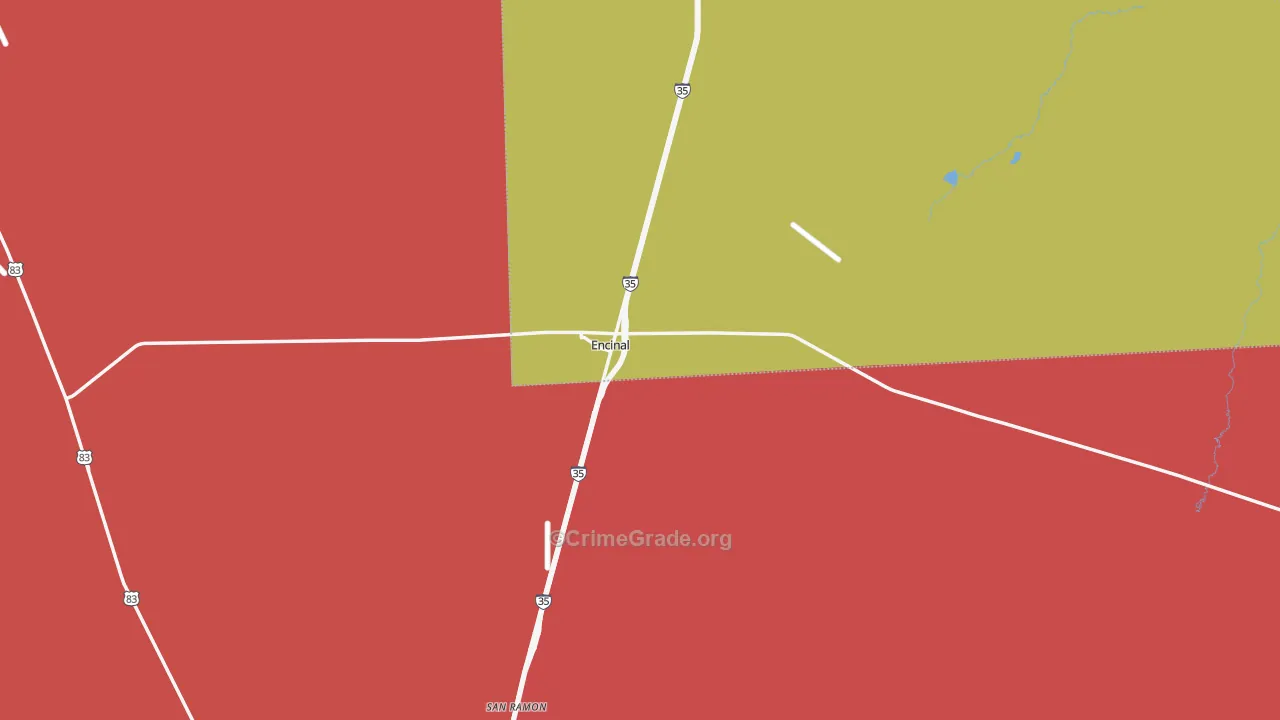 Encinal, TX Map of Burglary Rates