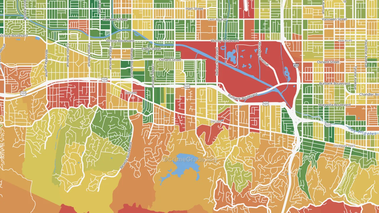 Encino, CA Map of Burglary Rates