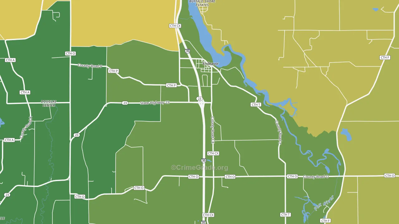 Endeavor, WI Map of Burglary Rates