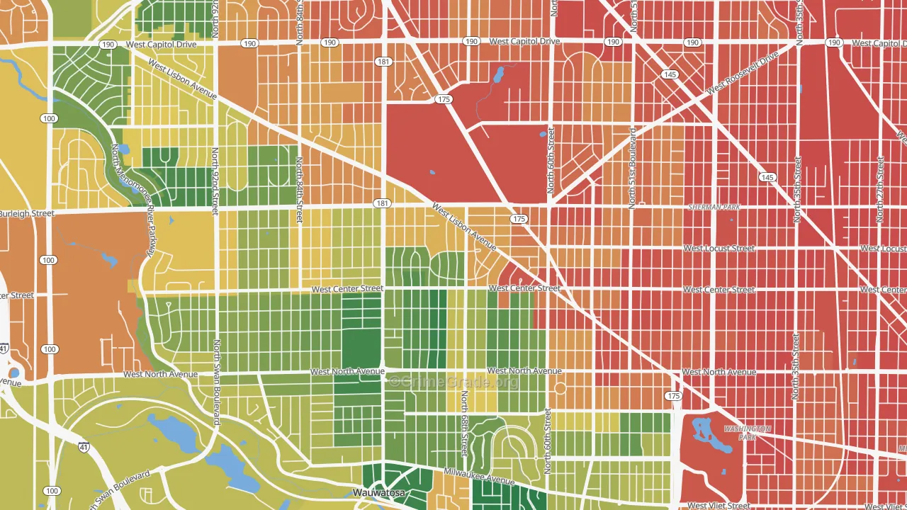 Enderis Park, Milwaukee, WI Map of Burglary Rates