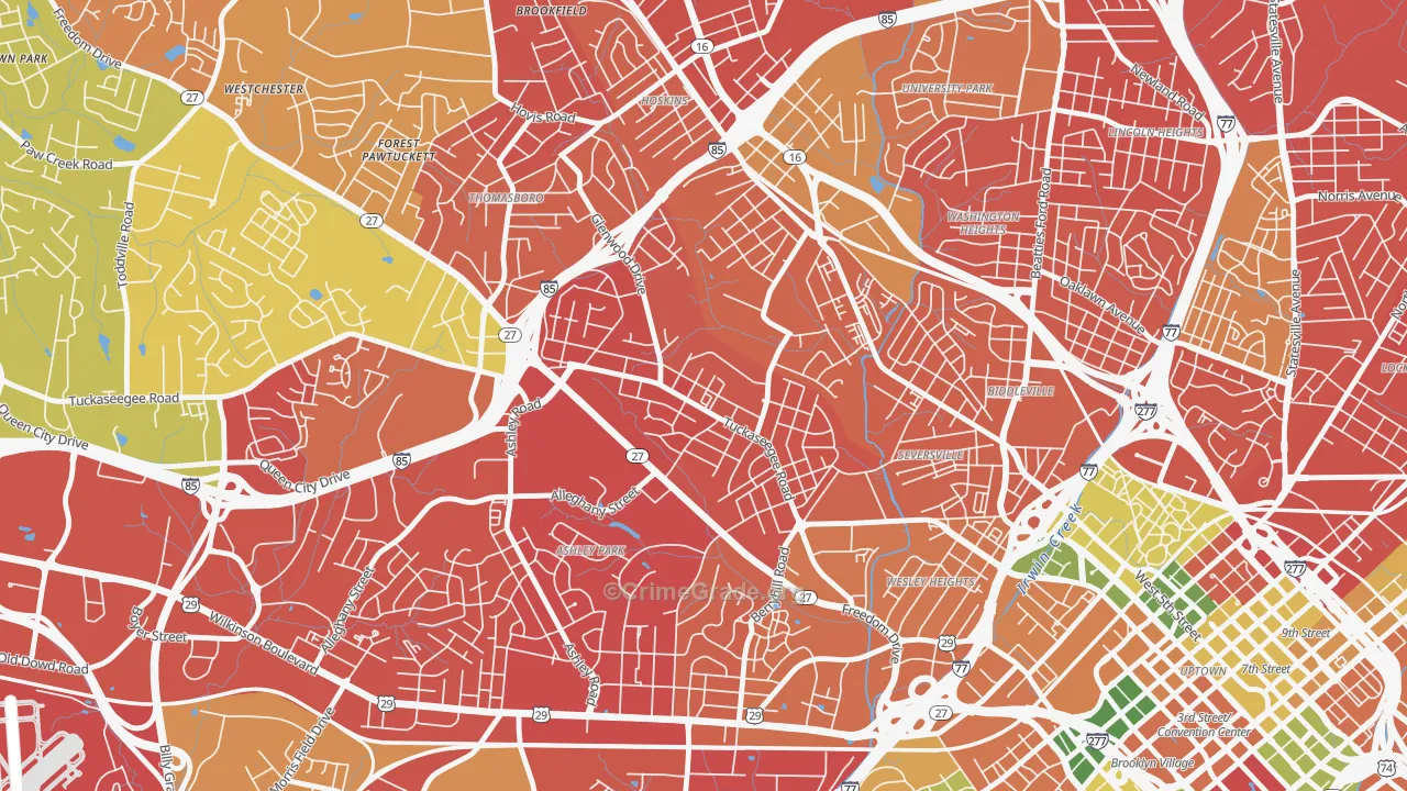 Enderly Park, Charlotte, NC Map of Burglary Rates