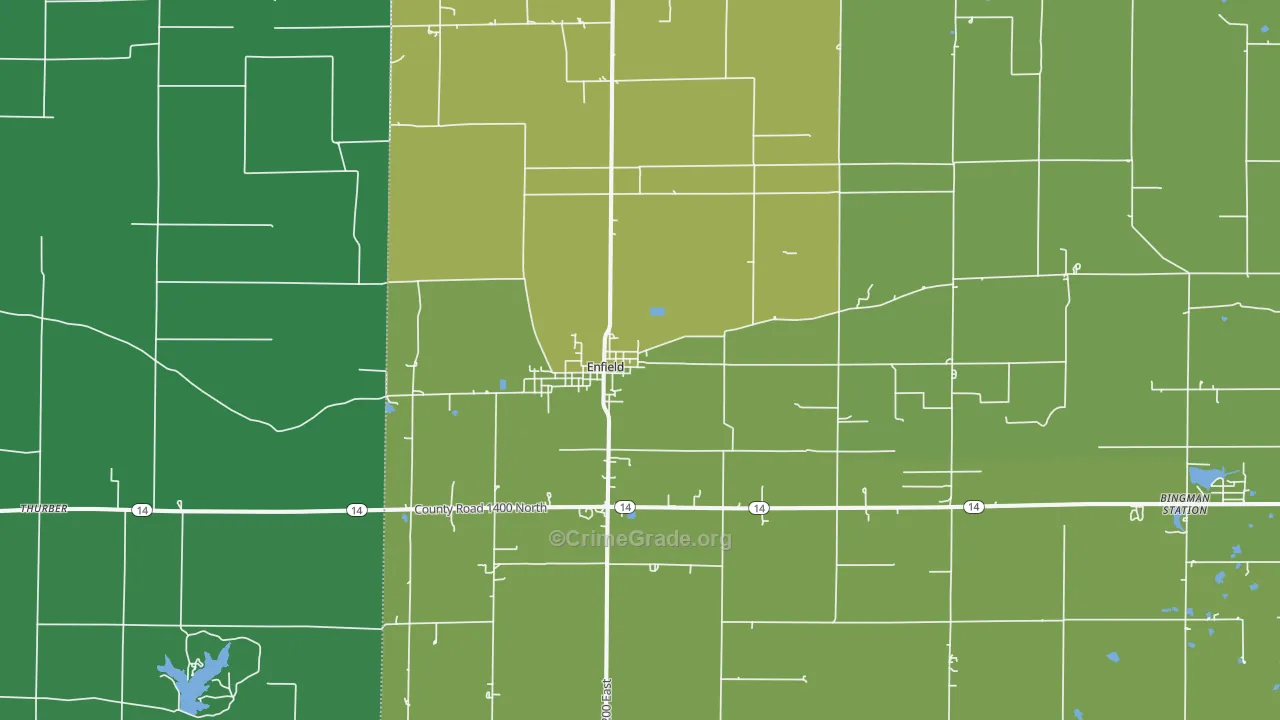 Enfield, IL Map of Burglary Rates