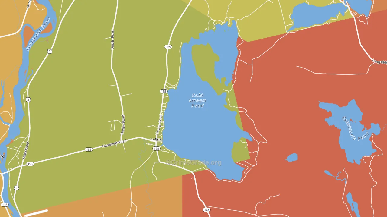 Enfield, ME Map of Burglary Rates