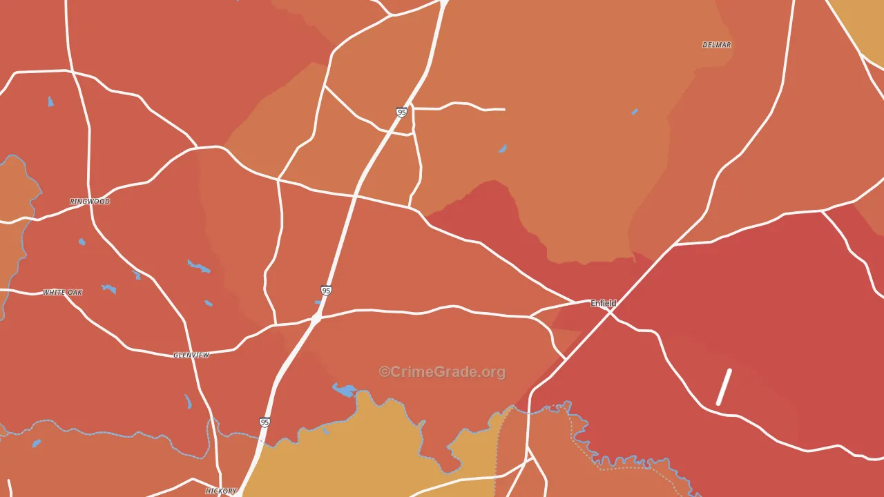 Enfield, NC Map of Burglary Rates