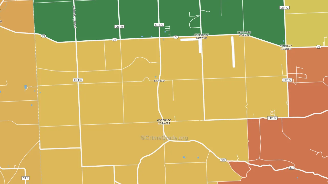 Enfield, NY Map of Burglary Rates