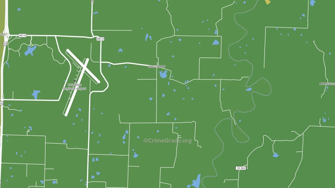 Englewood, MO Map of Burglary Rates