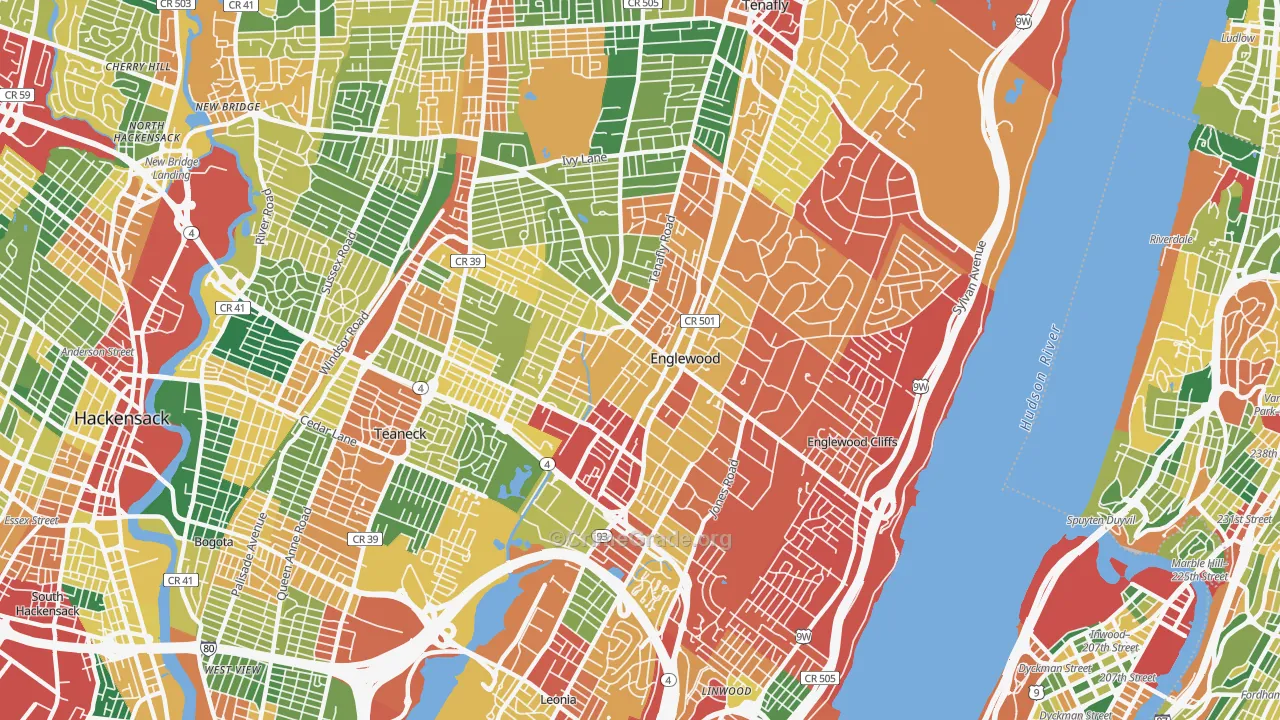 Englewood, NJ Map of Burglary Rates