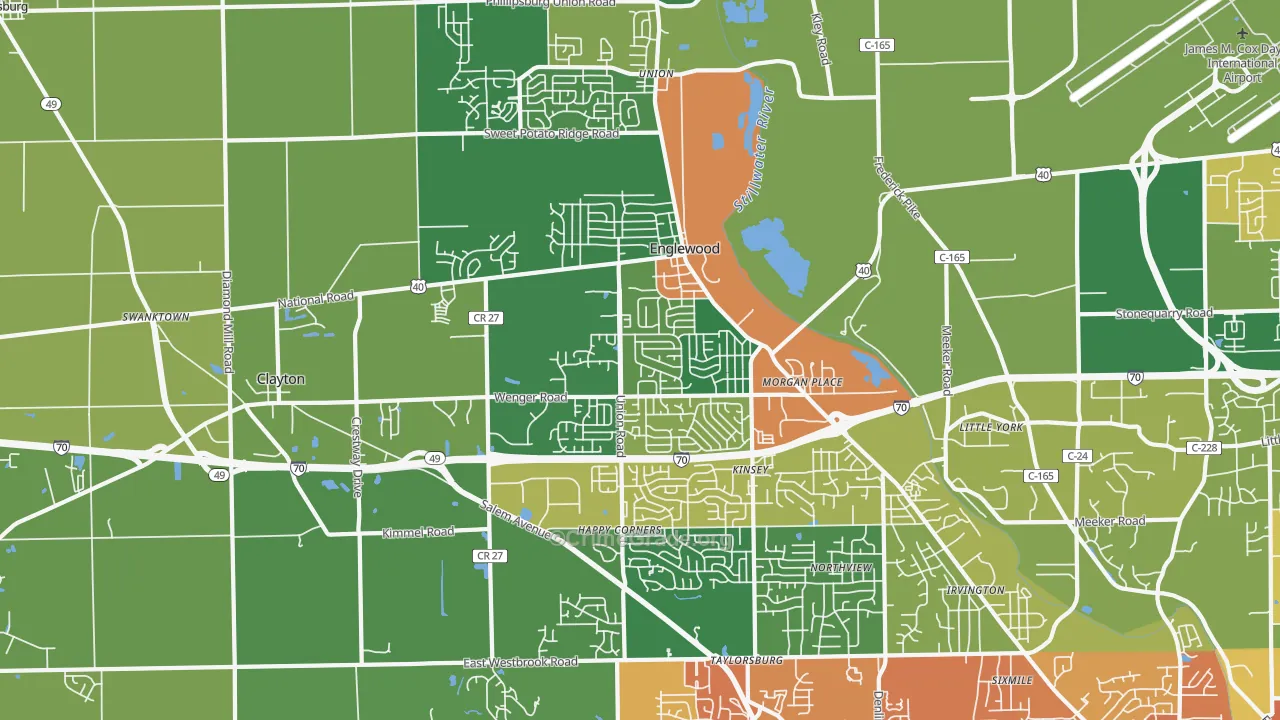 Englewood, OH Map of Burglary Rates