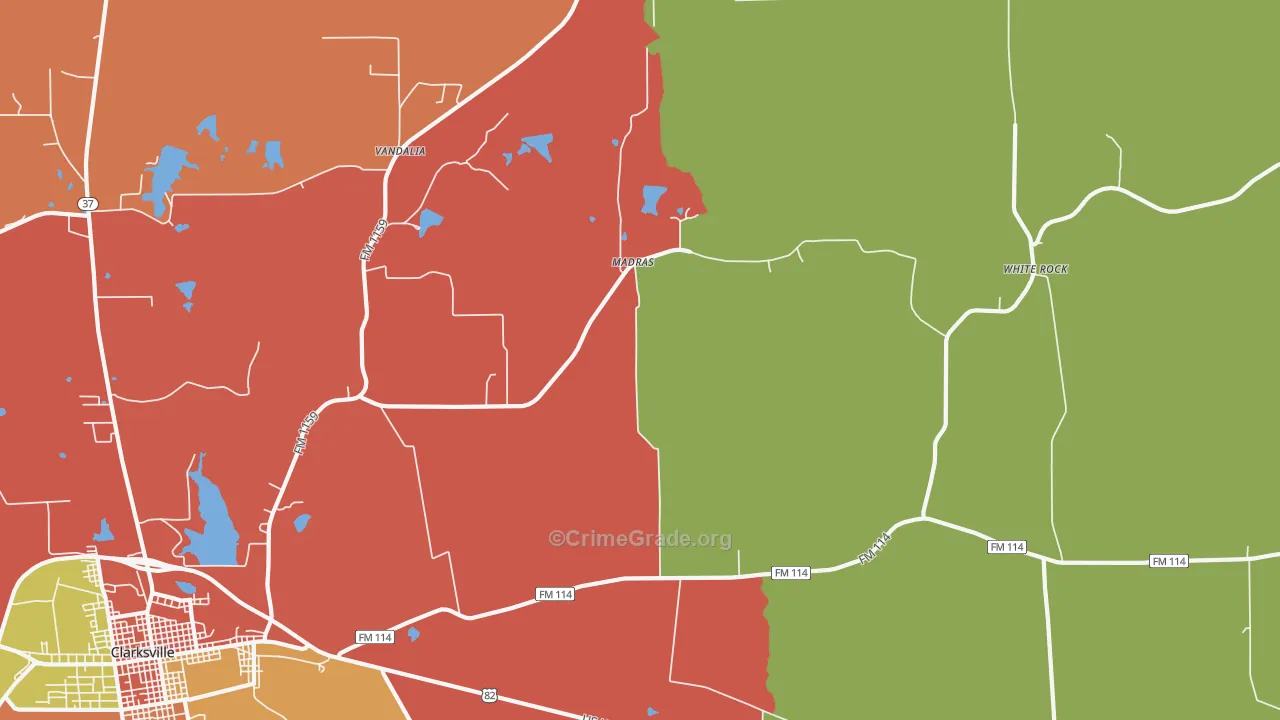 English, TX Map of Burglary Rates