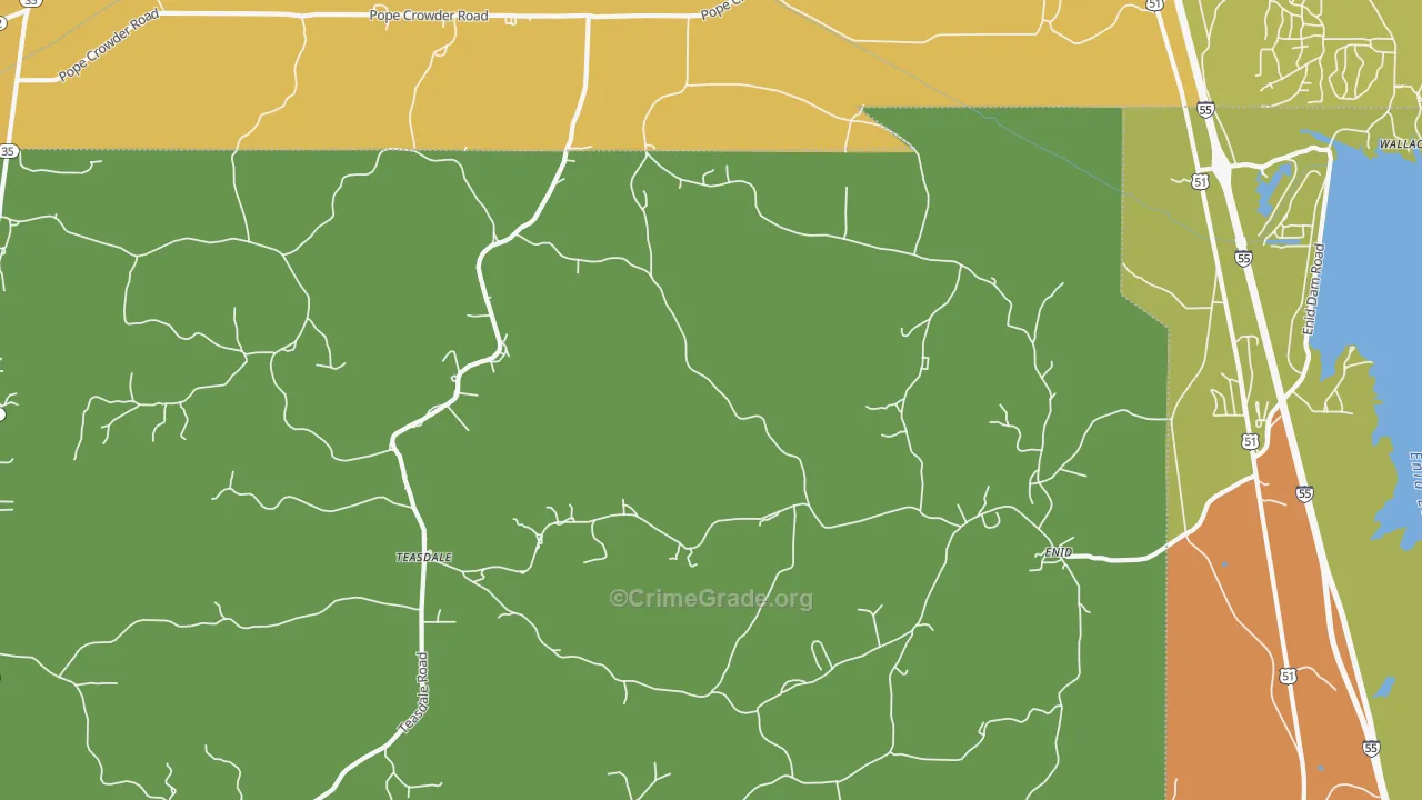 Enid, MS Map of Burglary Rates