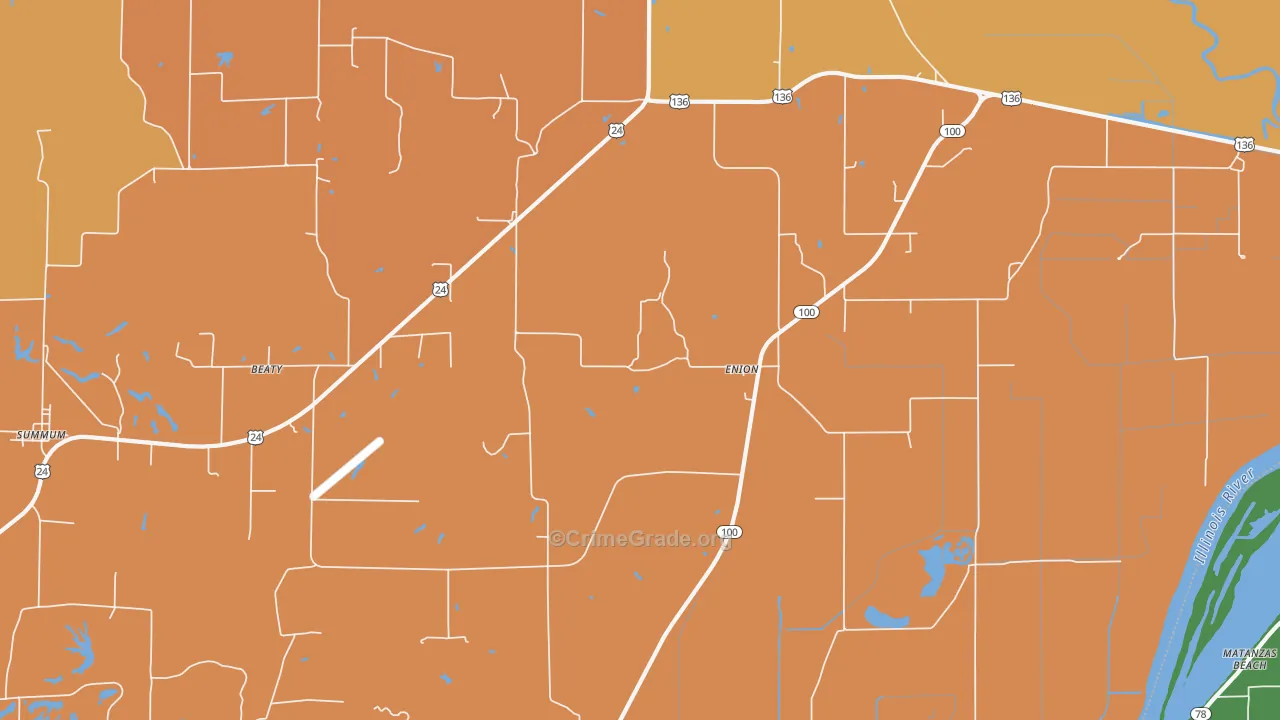 Enion, IL Map of Burglary Rates