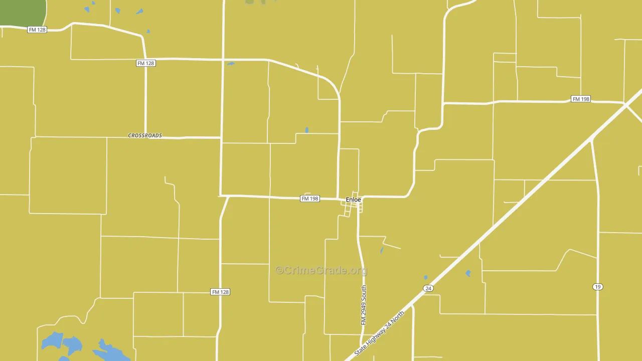 Enloe, TX Map of Burglary Rates