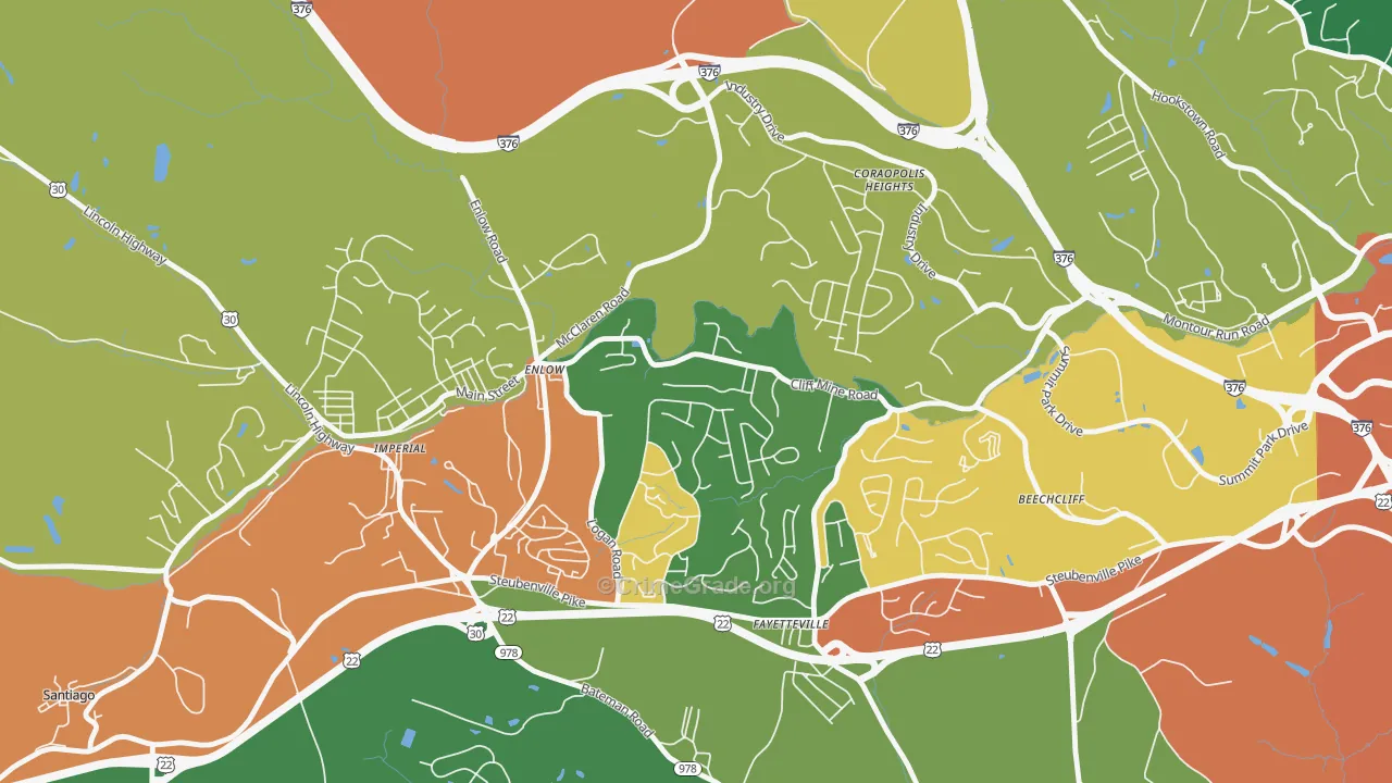 Enlow, PA Map of Burglary Rates
