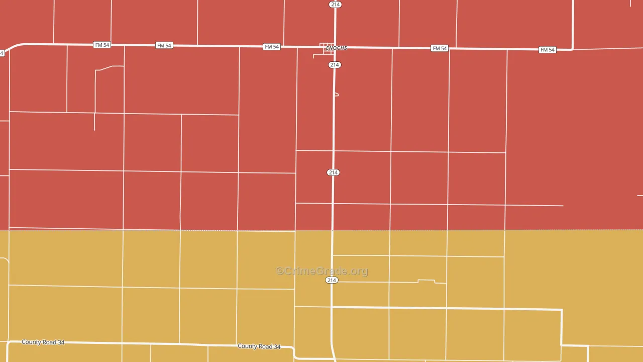 Enochs, TX Map of Burglary Rates