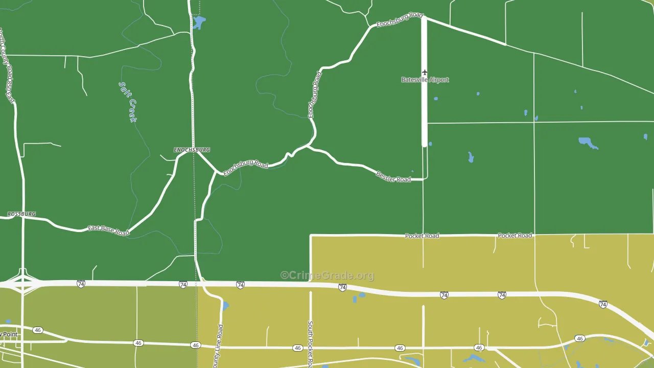 Enochsburg, IN Map of Burglary Rates