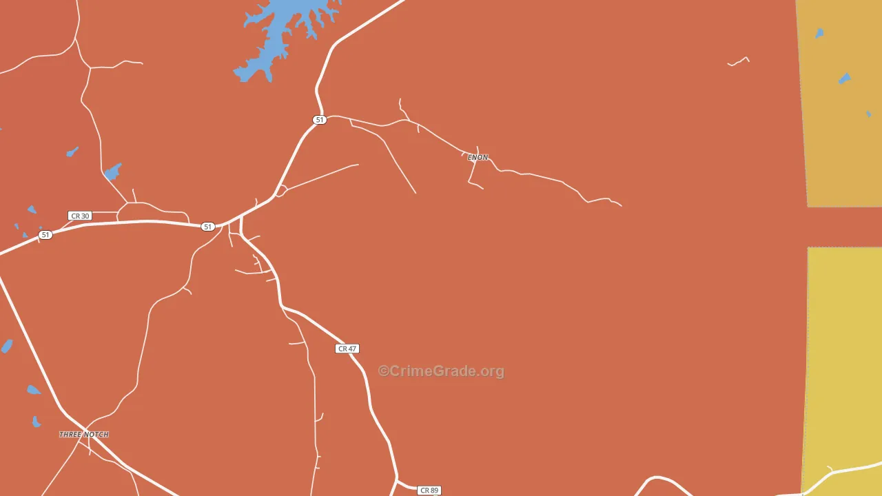 Enon, AL Map of Burglary Rates