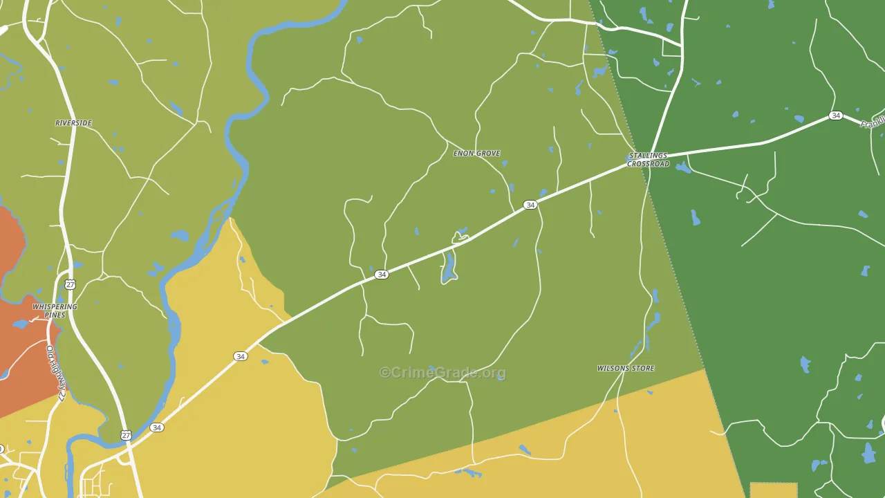 Enon Grove, GA Map of Burglary Rates
