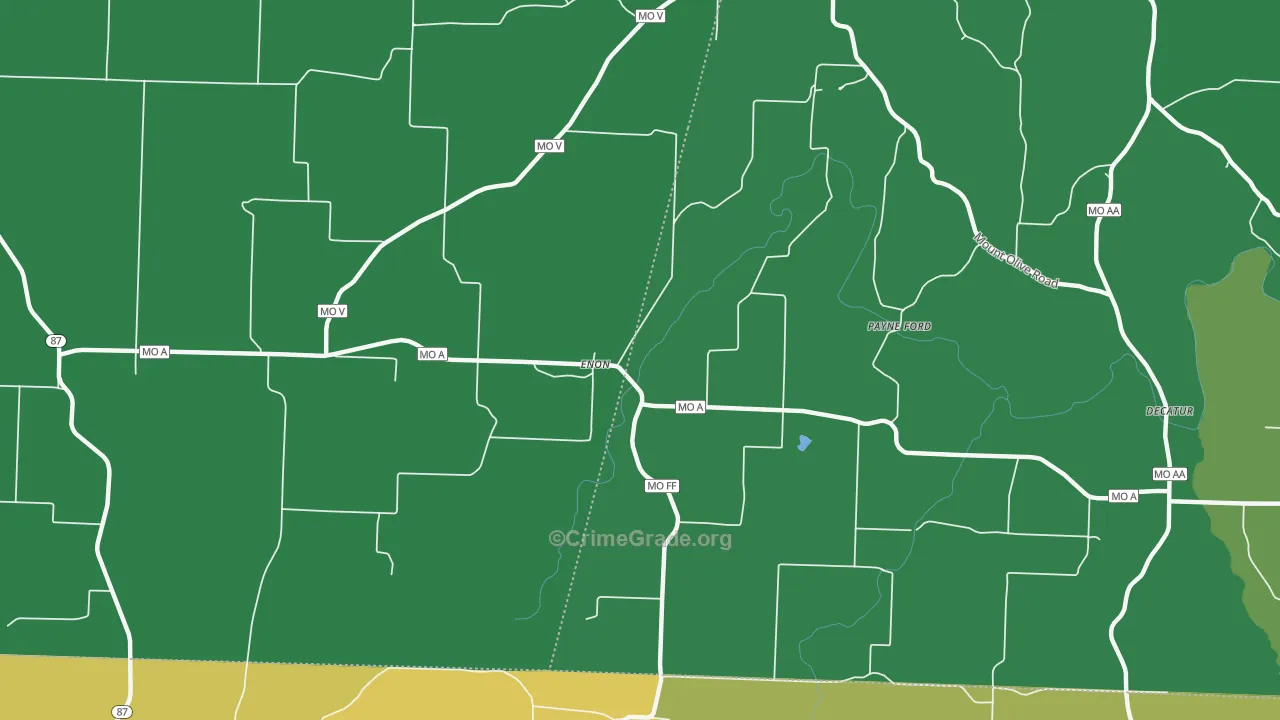 Enon, MO Map of Burglary Rates