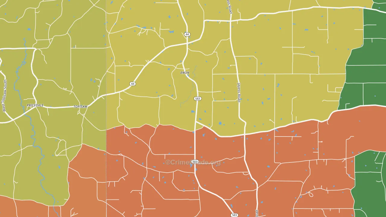 Enon, MS Map of Burglary Rates