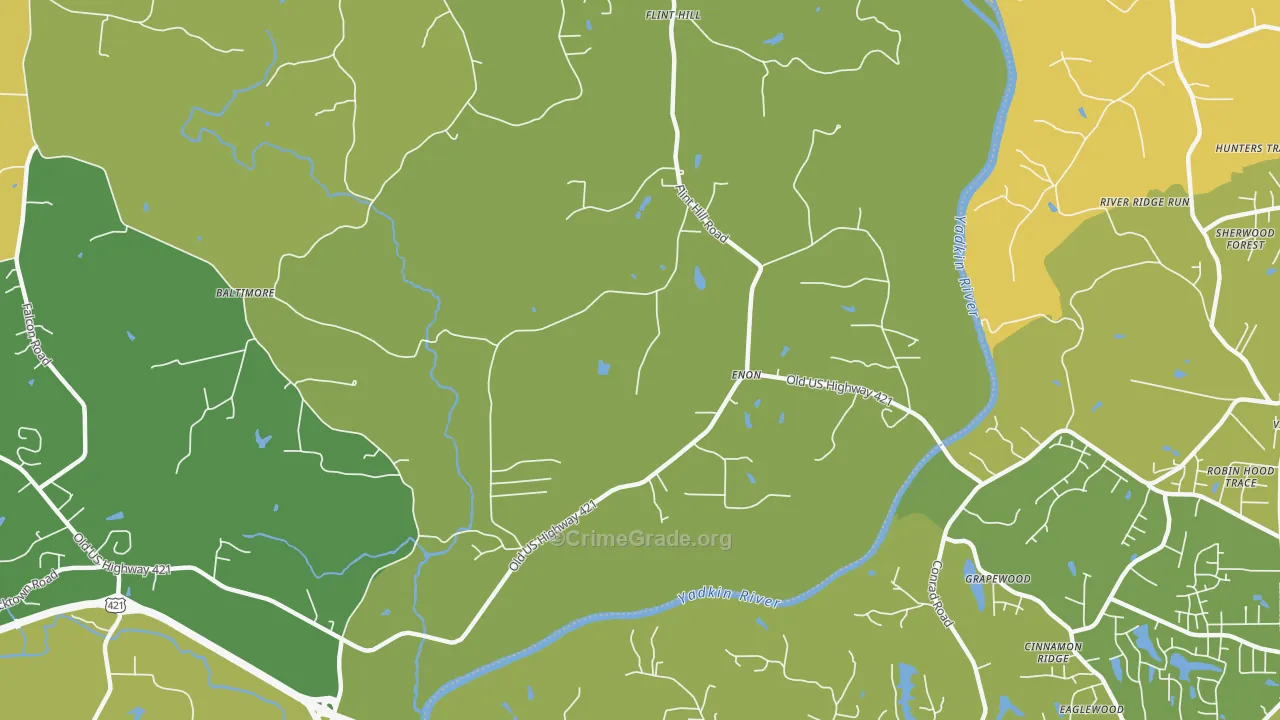 Enon, NC Map of Burglary Rates