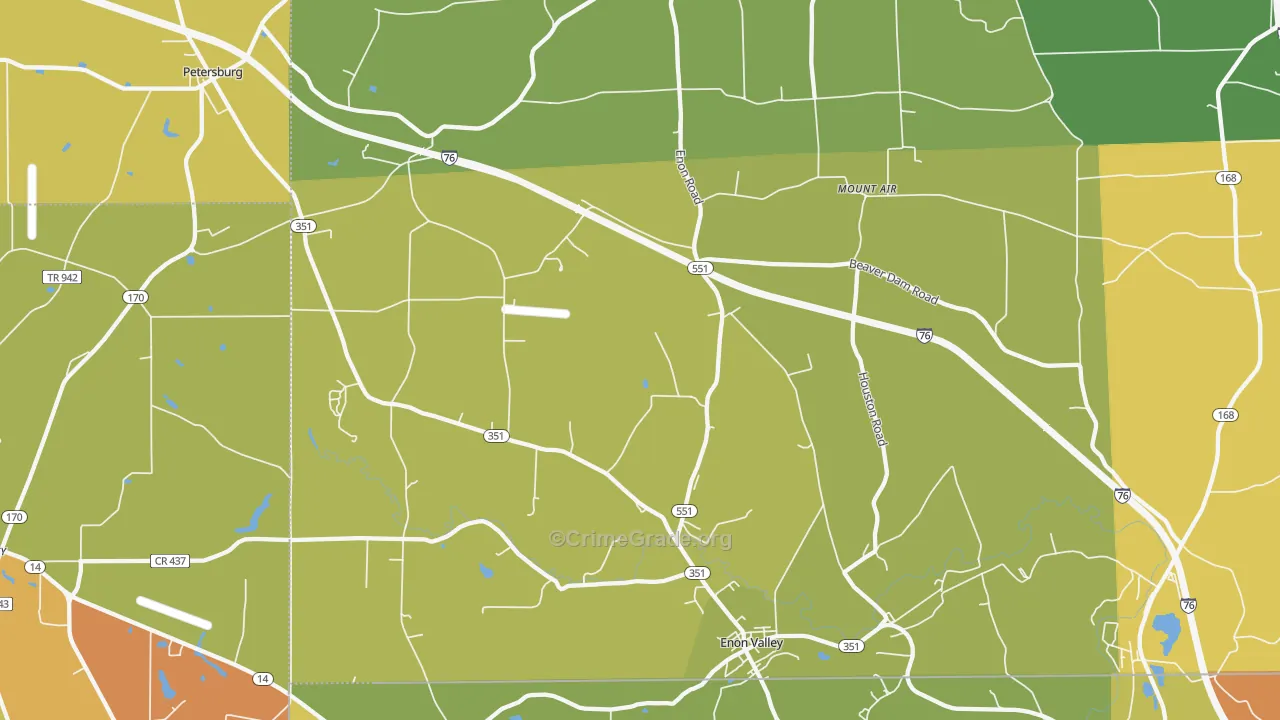 Enon Valley, PA Map of Burglary Rates