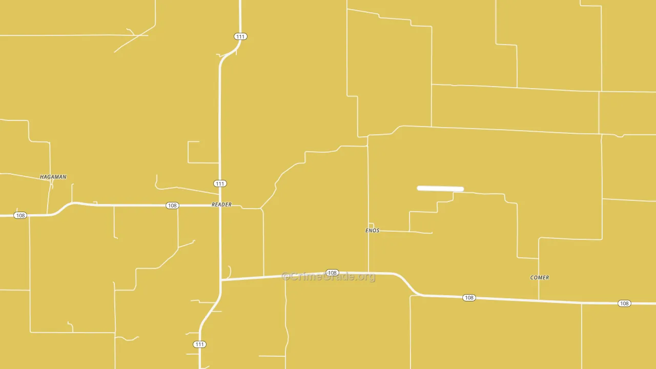 Enos, IL Map of Burglary Rates