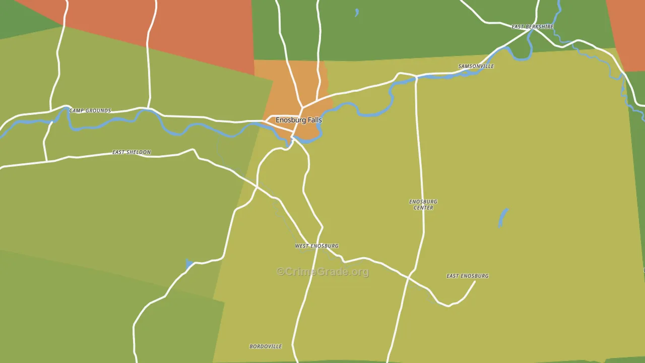Enosburg Falls, VT Map of Burglary Rates