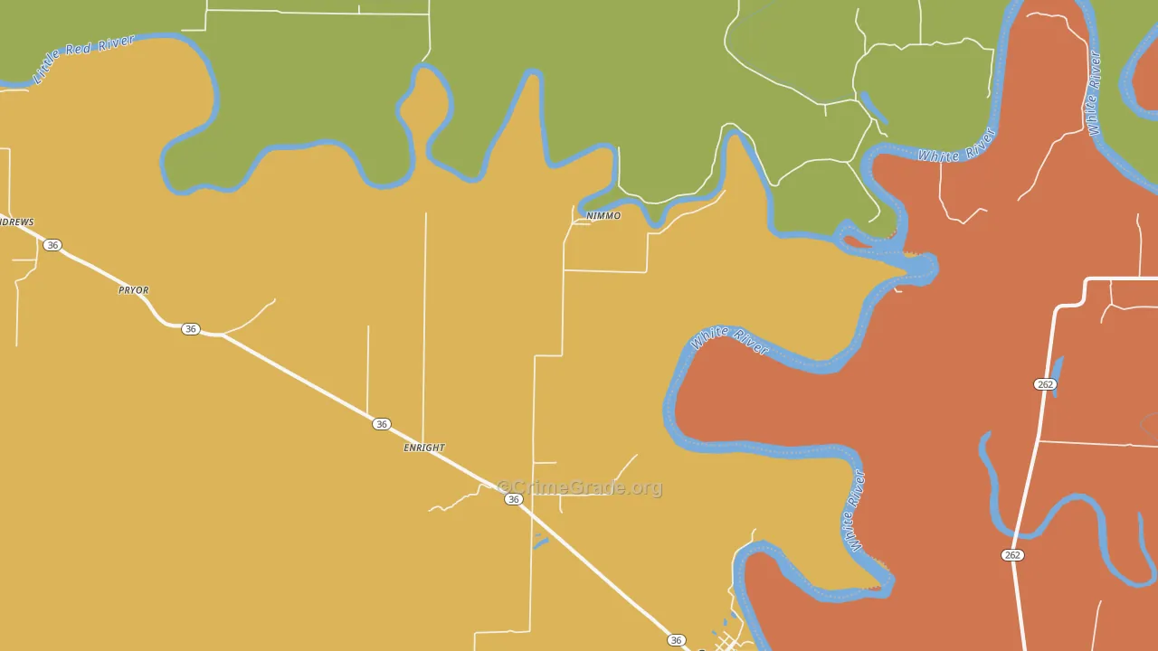 Enright, AR Map of Burglary Rates