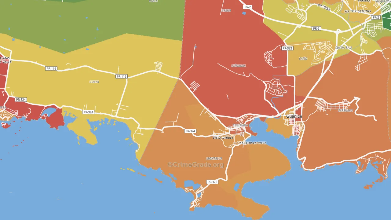 Ensenada, PR Map of Burglary Rates
