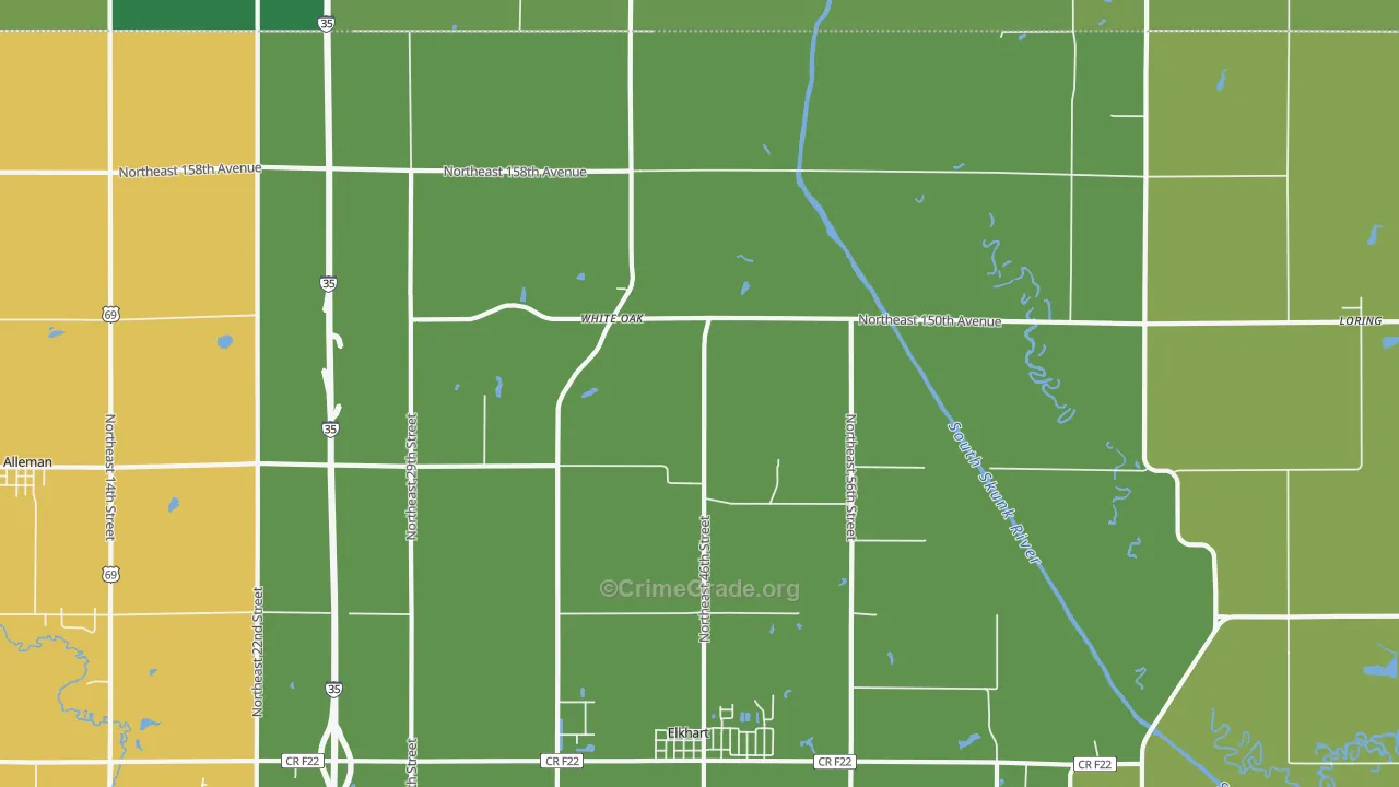 Enterprise, IA Map of Burglary Rates