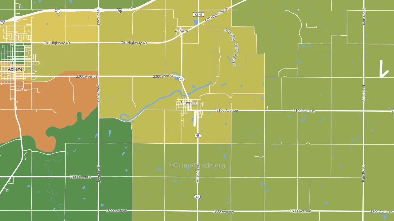 Enterprise, KS Map of Burglary Rates