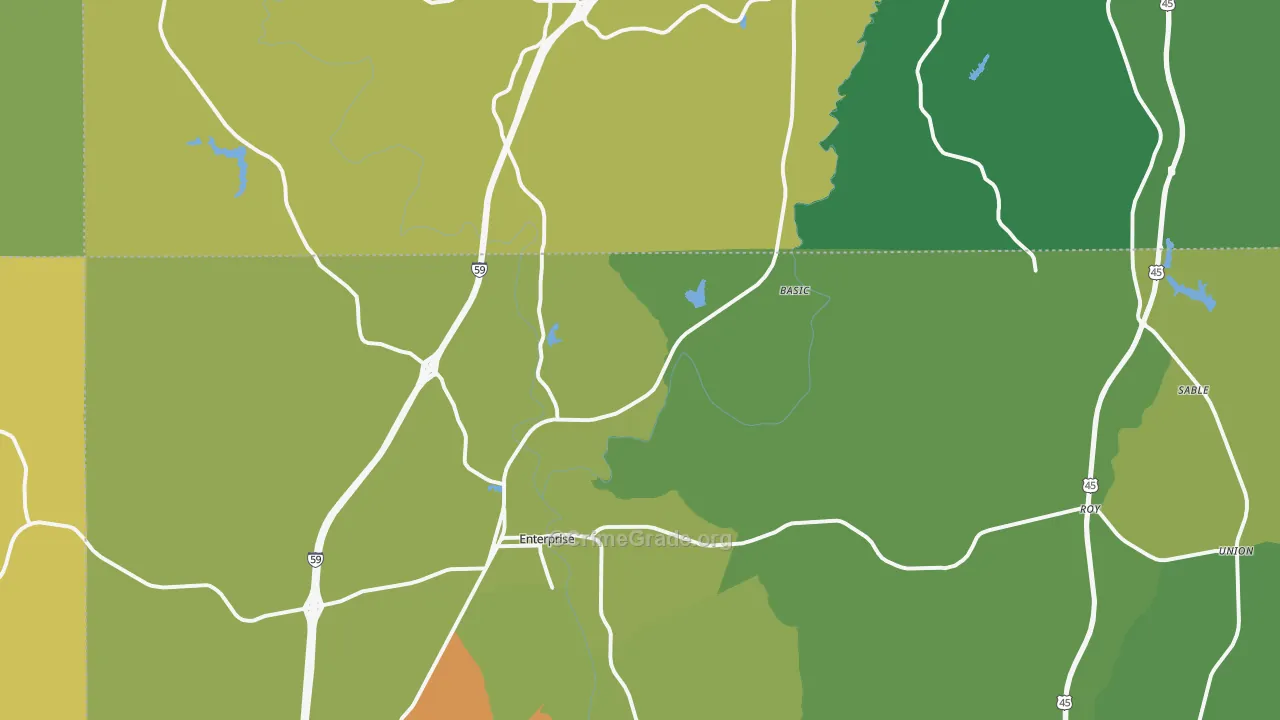 Enterprise, MS Map of Burglary Rates