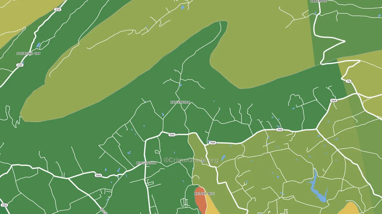 Entlerville, PA Map of Burglary Rates