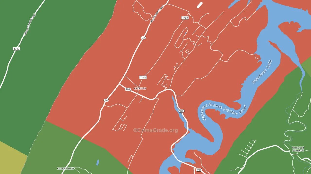 Entriken, PA Map of Burglary Rates