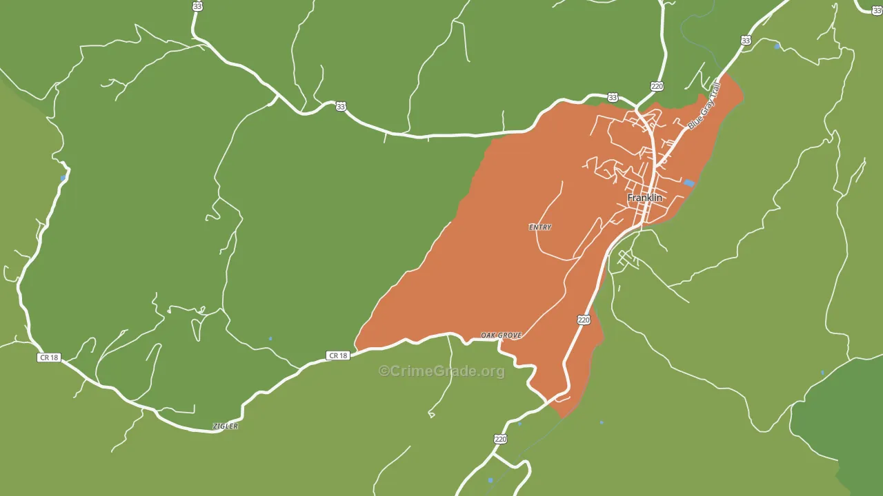 Entry, WV Map of Burglary Rates