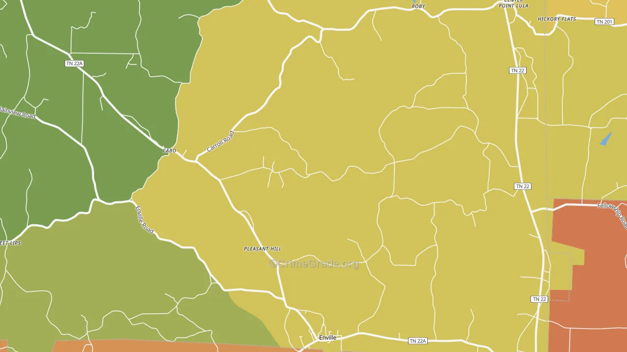Enville, TN Map of Burglary Rates
