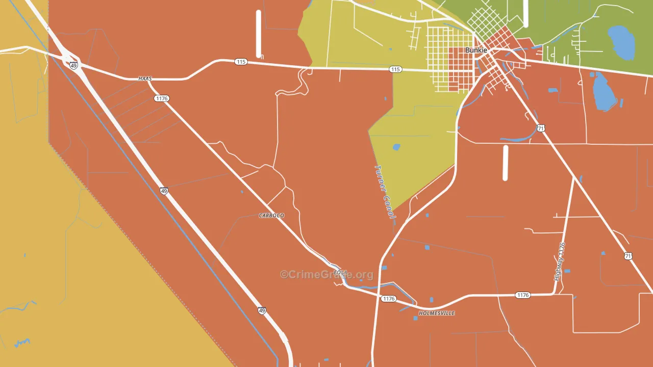 Eola, LA Map of Burglary Rates
